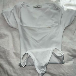 babaton white contour short sleeve bodysuit, size 2xs